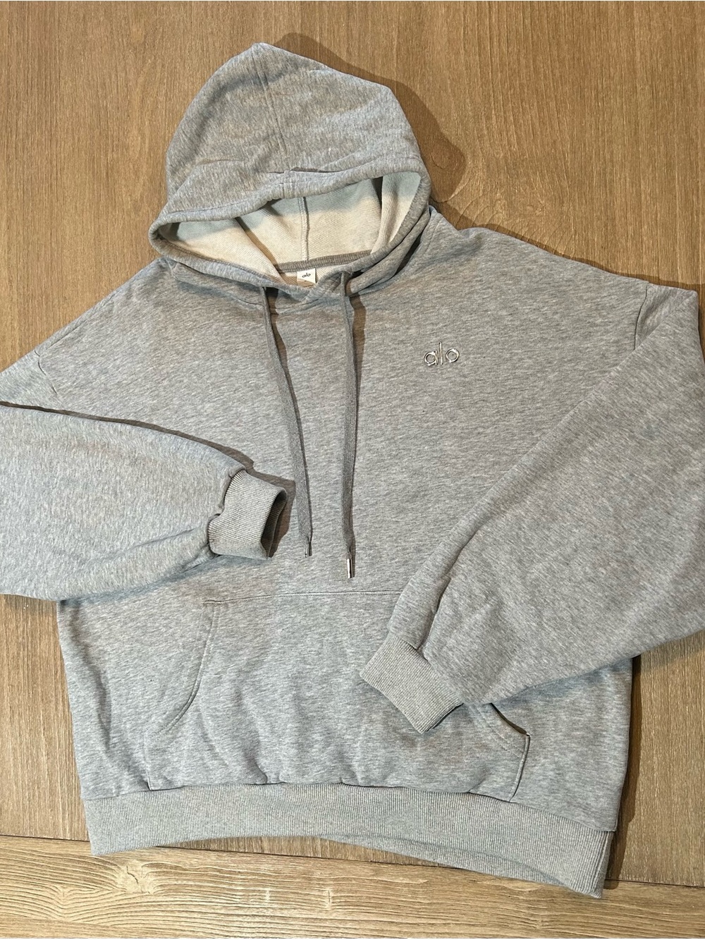 Alo Yoga Accolade Pullover Hoodie Heather Gray Fleece Logo Size XL